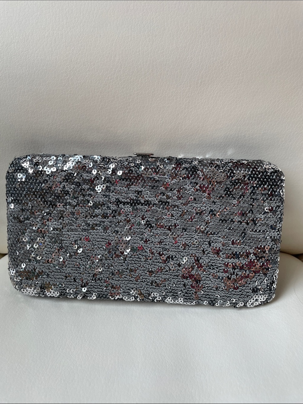 Silver Sequin Evening Clutch Bag - Women's Sparkle Handbag